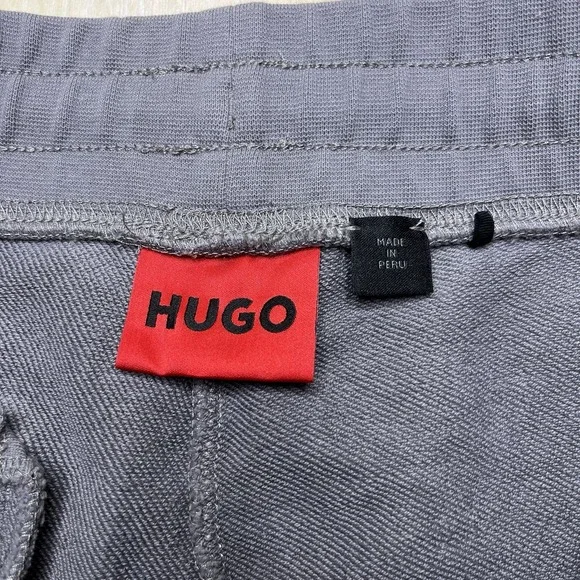 Hugo Boss Terry Knit Logo Sweatpants Joggers Mens XL Gray Tapered Cotton - Picture 6 of 14